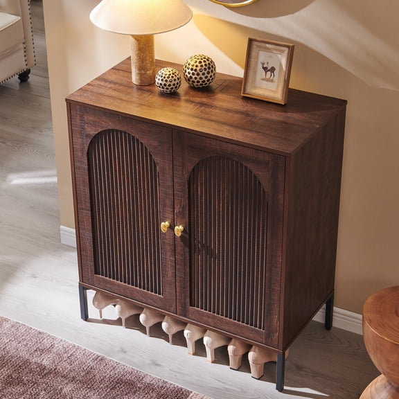 SinCiDo Modern Shoe Storage Cabinet for Hallway, 34" Tall Fluted Arched Shoe Rack Organizer w/Adjustable Shelves for Entryway, Living Room