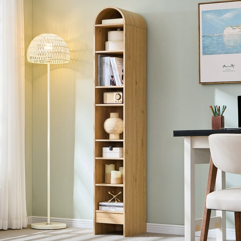 SinCiDo Narrow Arched Bookcase 8-Tier Open Shelf MDF - Walmart.com