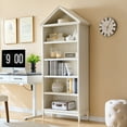 thumbnail image 1 of SinCiDo Tall Angled Arch Bookshelf, 5 Tiers Open Shelves Bookcase and Triangular Top for Living Room, Office, 1 of 6