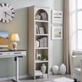 thumbnail image 1 of SinCiDo Tall Arched Bookcase, 5-Tier Narrow Bookshelf with Open Display Shelves for Living Room, Cream, 1 of 7