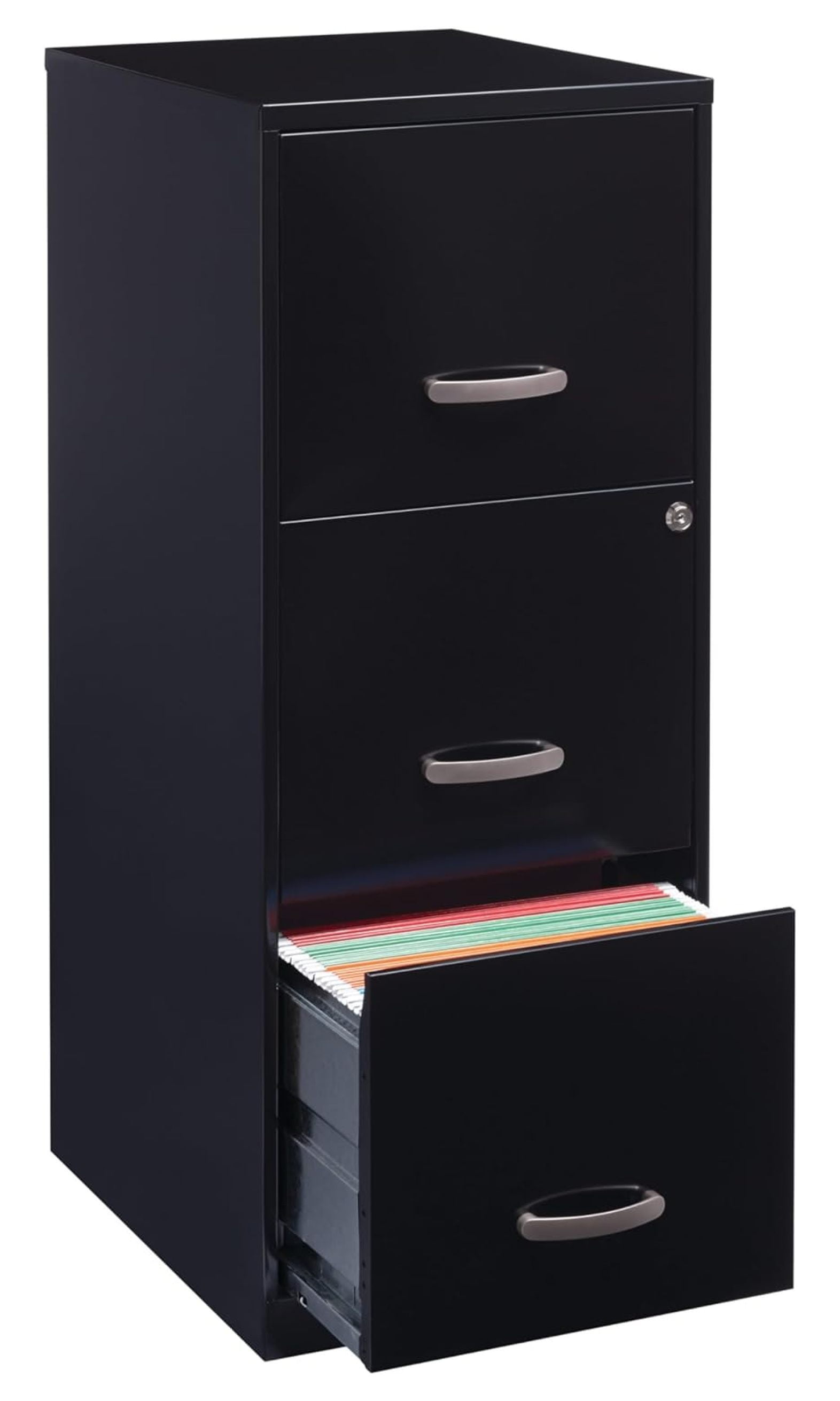 Black Vertical 3-Drawer Lockable Steel File Cabinet