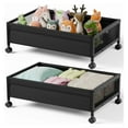 SinYYH Under Bed Storage with Wheels, Upgrade Mental Frame Rolling Under Bed Storage with Lid