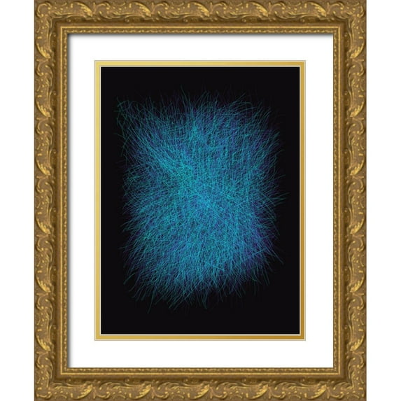 Sina 25x32 Gold Ornate Wood Framed with Double Matting Museum Art Print Titled - Strokes II