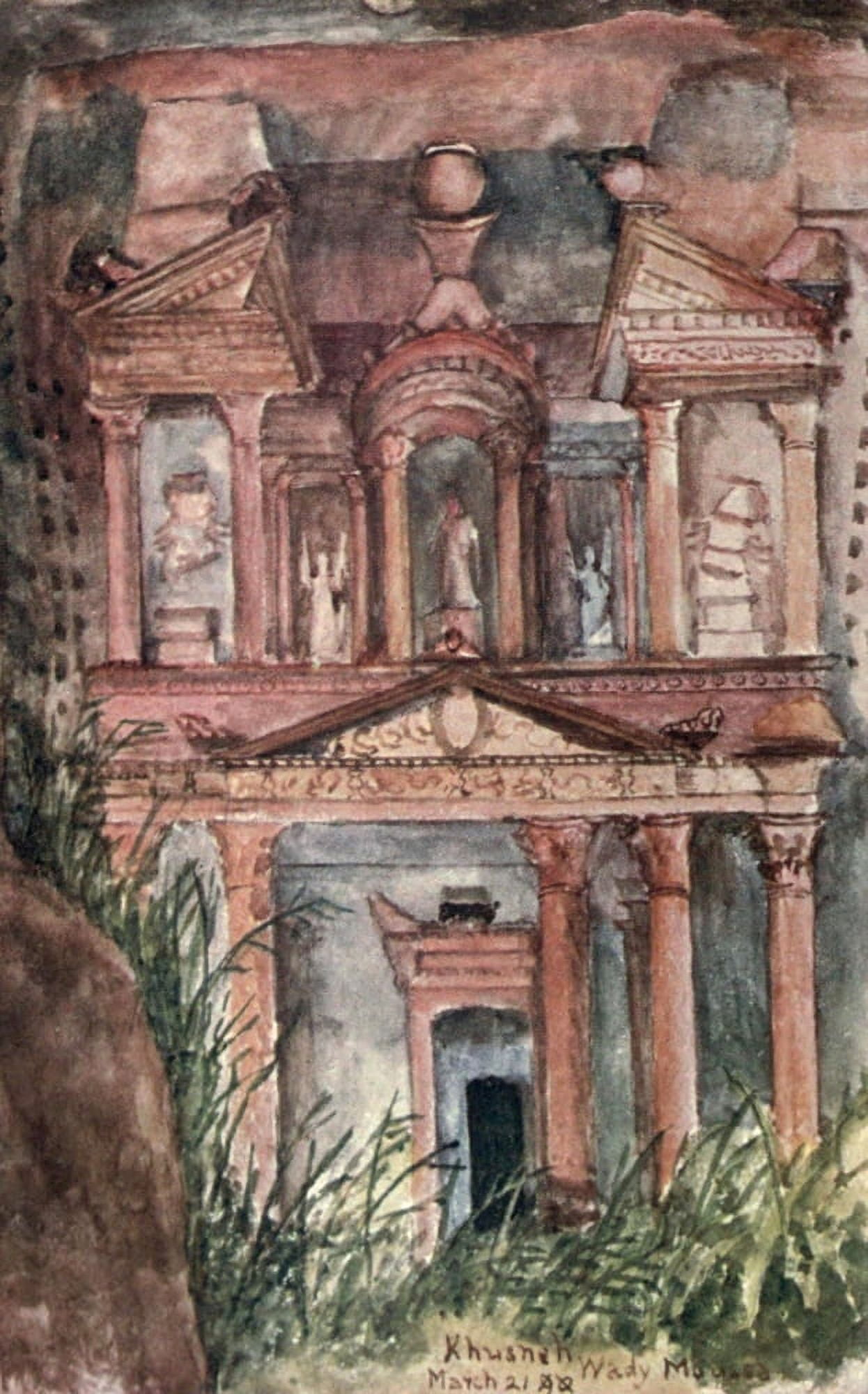 Sinai & Petra 1907 Khusneh Canvas Art - Frances M Hornby (18 x 24)
