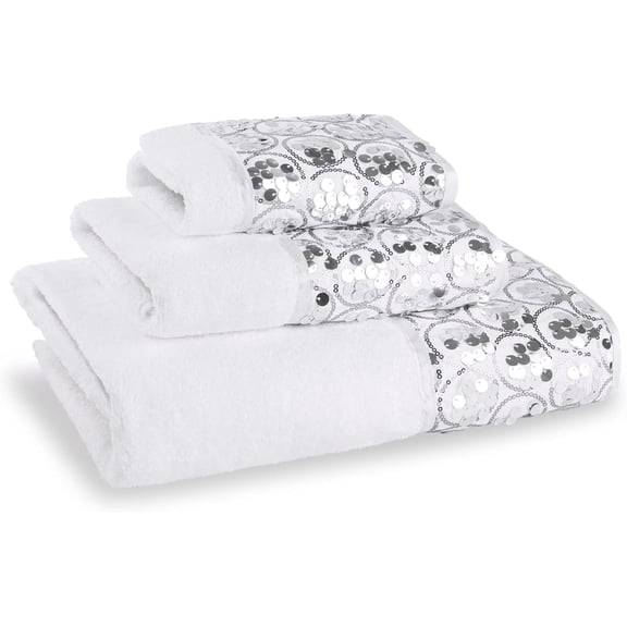Sinatra 3 Piece Bathroom Towel Set Bath Towel Hand Towel Wash Cloth Absorbent, White