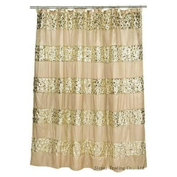 Sinatra Bathroom Shower Curtain Luxury Glamorous Fabric Shower Curtain Modern Shower Curtain Unique Design Bling Champagne Shower Curtain