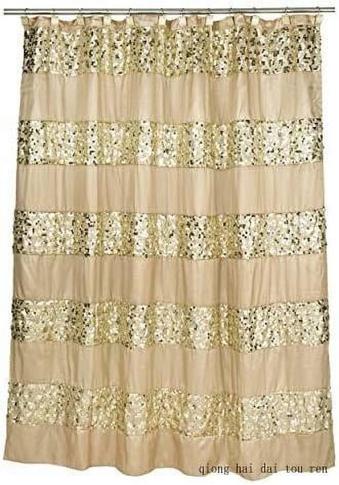 Champagne Gold Sequin Fabric Shower Curtain 70" x 72"