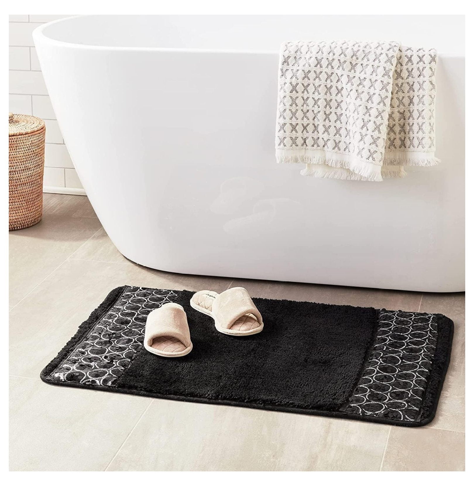 Sinatra Black Bathroom Rug Classic Luxury Bath Rug Contemporary Decor ...