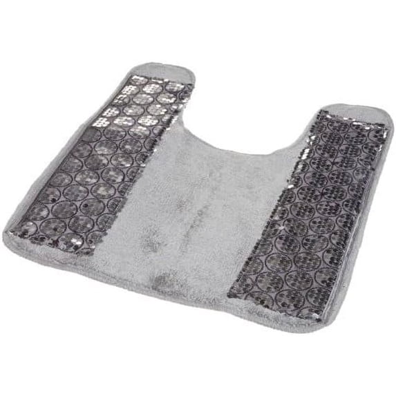 Sinatra Contour Silver Modern Classic Bath Accessories Decorative Beautiful Design Bathroom Contour Rug Size 21” X 24