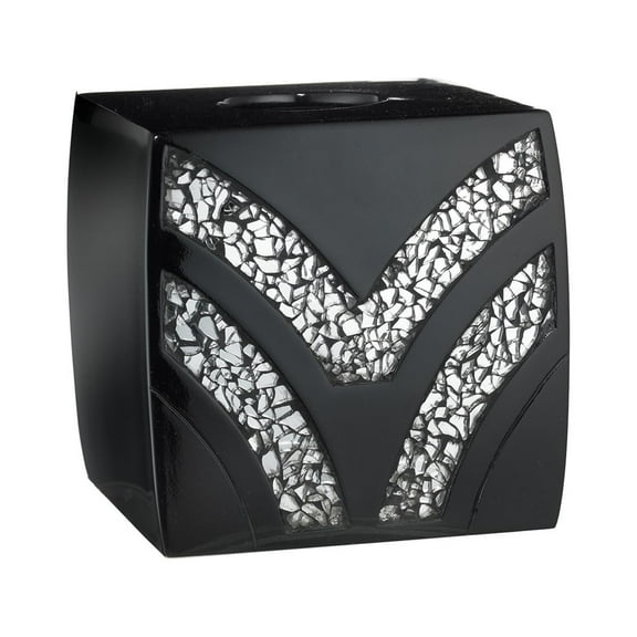 Sinatra Black Bath Accessories Tissue Box - 6"H x 6"W x 6"D