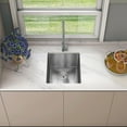 thumbnail image 1 of Sinber 16" x 18" x 8" Undermount Single Bowl Kitchen Sink with 18 Gauge 304 Stainless Steel Satin Finish HU1517S-S (Sink Only), 1 of 10