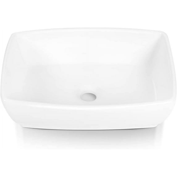 Sinber 19" x 14" x 5" White Rectangular Ceramic Countertop Bathroom Vanity Vessel Sink C4181-OL