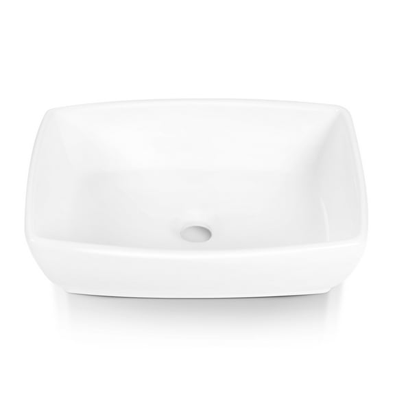 Sinber 19" x 15" x 5.3" White Rectangular Ceramic Countertop Bathroom Vanity Vessel Sink BVS1915A-OK