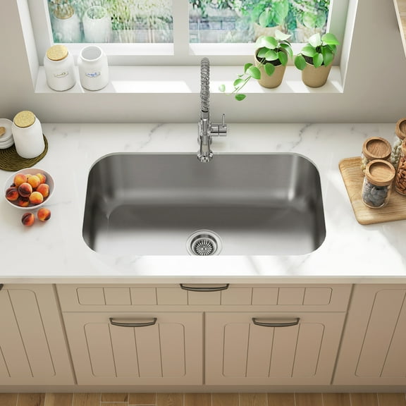 Sinber 30" Undermount Single Bowl 304 Stainless Steel Kitchen Sink