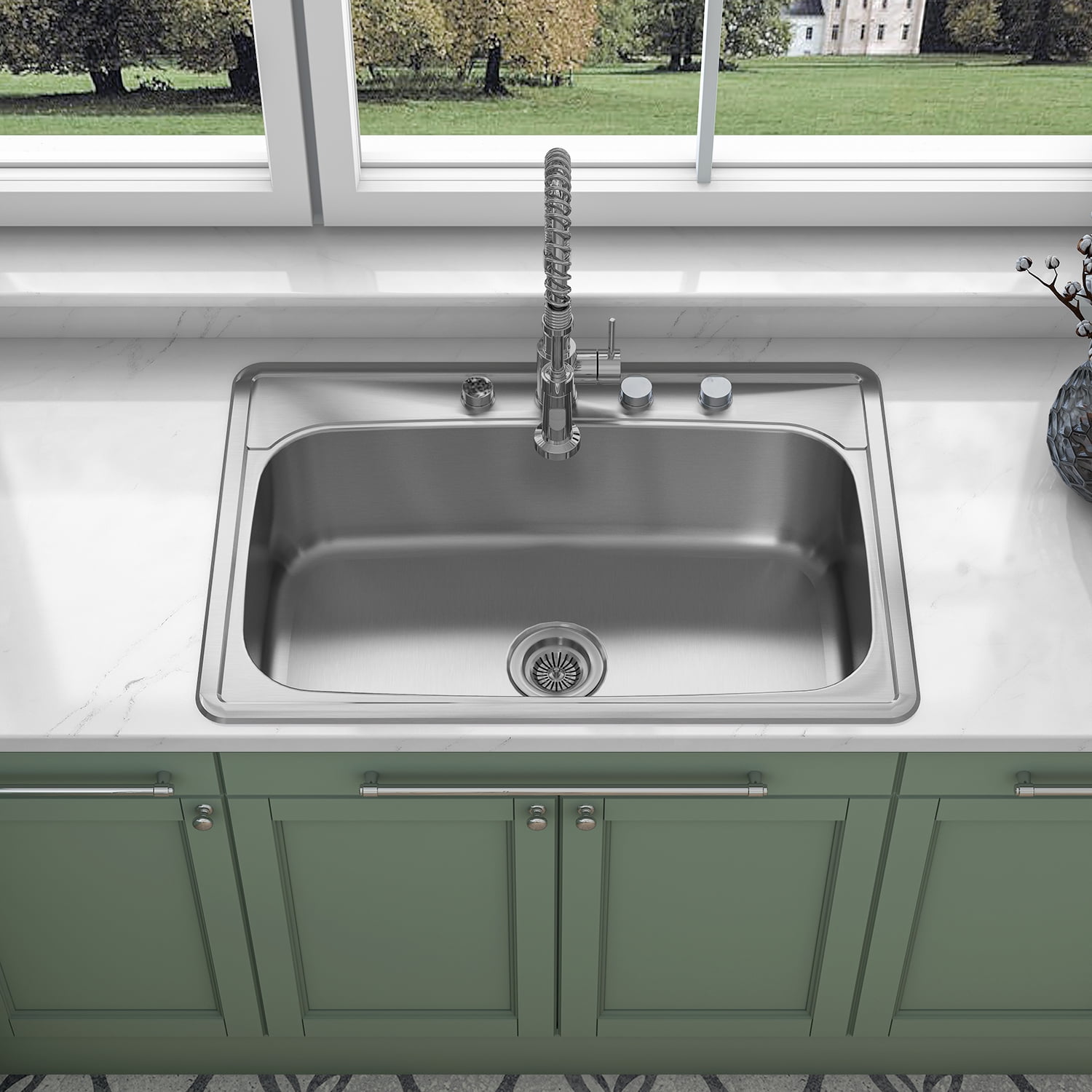 Sinber 33'' x 22'' Stainless Steel Single Bowl Drop-In Kitchen Sink
