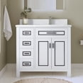 thumbnail image 1 of Sinber 36 Inch Rectangular Sink White Bathroom Vanity Cabinet with Carrara White Marble Countertop | 1 Soft Closing Doors and 4 Full Extension Dovetail Cabinet Drawer, 1 of 16