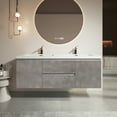 thumbnail image 1 of Sinber 60" Wall Mounted Double Rectangular Sink Cement Grey Bathroom Vanity Cabinet with White Acrylic Countertop 2 Drawers and 2 Doors, Compact and Elegant with Sleek Design for Modern Bathrooms, 1 of 13