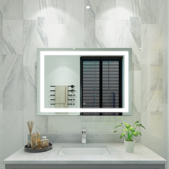 Sinber Wall Mounted Makeup LED Bathroom Vanity Mirror with Lights Backlit and Anti-Fog (42 x 30)