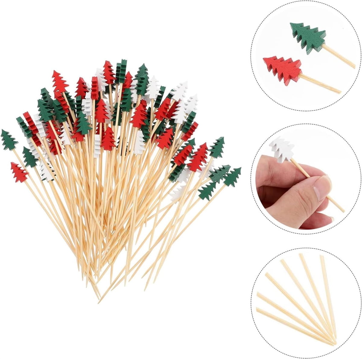 Since Pack of 100 Wooden Red White Green Christmas Tree Shape Bamboo ...