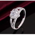 thumbnail image 1 of Sincere Heart Ring Silver-Color Clear AAA Cubic Zirconia Promise Ring for Women Wedding Jewelry Size, 1 of 4