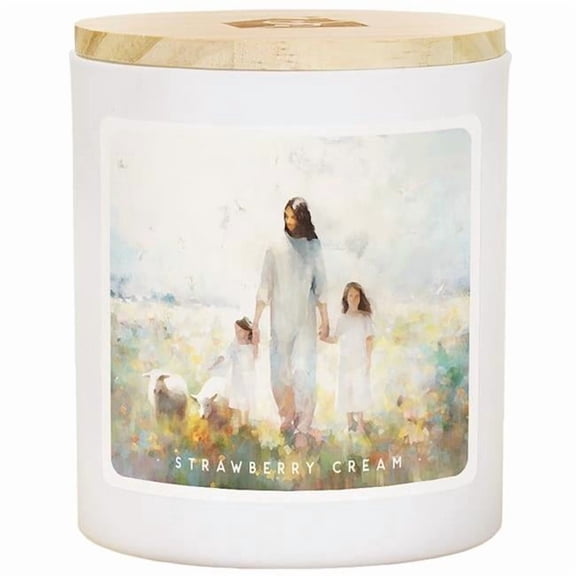 Sincere Surroundings 470501 Jesus Children Art Candle, Strawberry Cream - 11 oz - 2 Wick