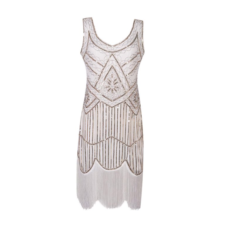 SincereX Plus Size Cocktail Dresses Ladies Formal Dresses for Women 2024  Elegant 1920 Vintage Sequin Dress, Studded Tassel Dress, High-End Banquet  Short Dress White XL - Walmart.com