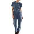 thumbnail image 1 of SincereX Plus Size Women Cotton Linen Jumpsuits Jumpsuit for Women Clearance Women's Casual Solid Pleated Waist Zip-Up Lapel Jumpsuit Pants Gray L, 1 of 6