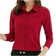 thumbnail image 1 of SincereX Smart Blouses for Women Long Sleeve Business Shirt Button Down Office Casual Tunic Tops Lapel Solid Dress Shirts Elegant Party Tee Shirts Slim Fit Work Blouse Going Out, 1 of 4