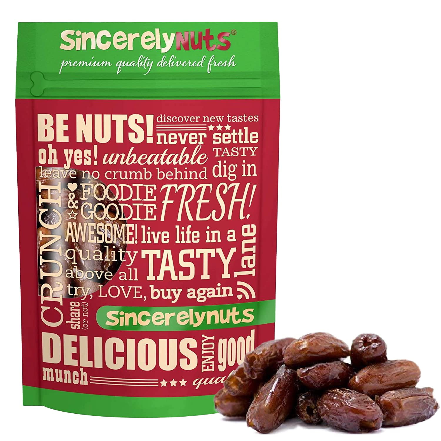 Sincerely Nuts No Sugar Added Pitted Dried Dates, 2.1lb Whole Fresh
