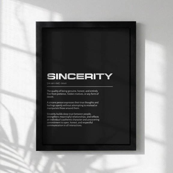 Sincerity Definition Minimalist Inspirational Quotes Wall Art Motivational Office Modern Dictionary Home Decor Unframed Paper Print