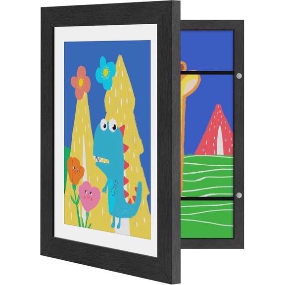 Sindcom 1 Pack Kids Art Frame 10x12.5, Front Opening 8.5 x 11 Frame for Artwork Display & Storage Holds 50, Kids Artwork Frames Changeable for Children Art Projects, Drawings, 3D Art, Crafts, Black