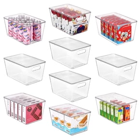 Sindcom 10 Pack Clear Stackable Storage Bins with Lids, Large Plastic Containers with Handle for Pantry Organizer and Storage,Perfect for Kitchen,Fridge,Cabinet, Closet,Bathroom Organization