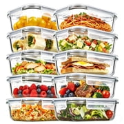Sindcom 10Pack 22oz Glass Storage Containers with Lids, Glass Meal Prep Food Container Sets with Snap Airtight Lids for Microwave, Oven, Freezer and Dishwasher