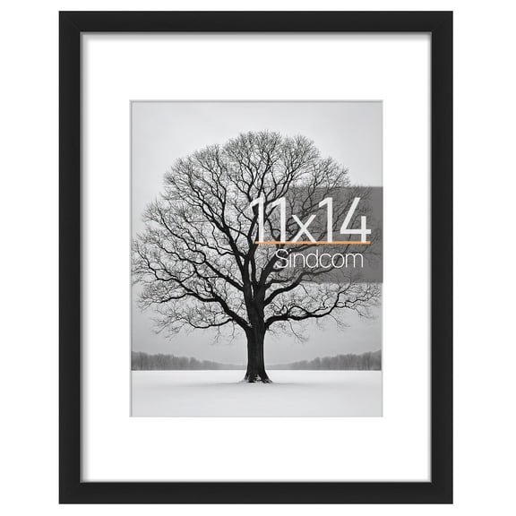 Sindcom 11 x 14 Picture Frame , Black , 1 Pack , Gallery Wall Frame to Display Pictures 8x10 with Mat or 11 x 14 Without Mat