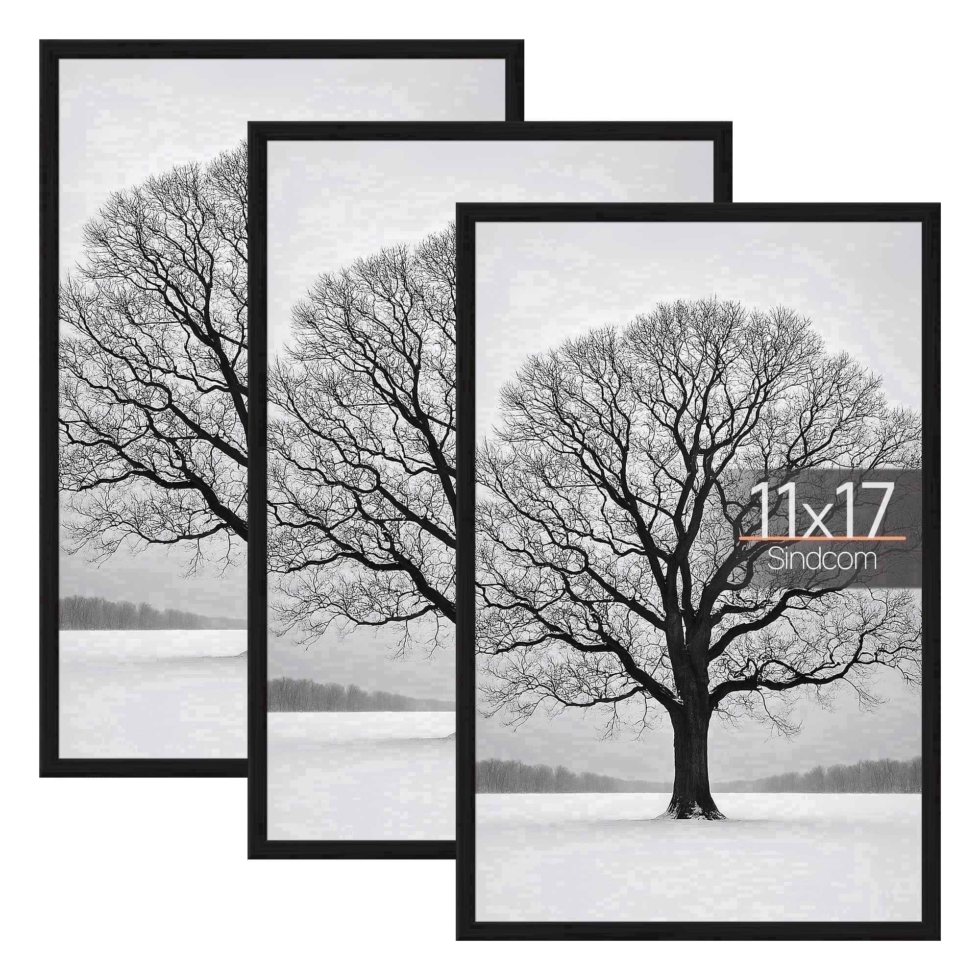 Sindcom 11x17 Picture Frames, Gallery Wall Poster Frames Set of 3, Black