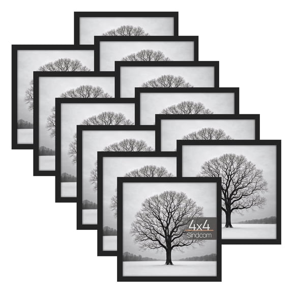 Sindcom 12 Pack 4x4 Picture Frames,Display Pictures 4x4 Without Mat,Gallery Wall Photo Frames, Black