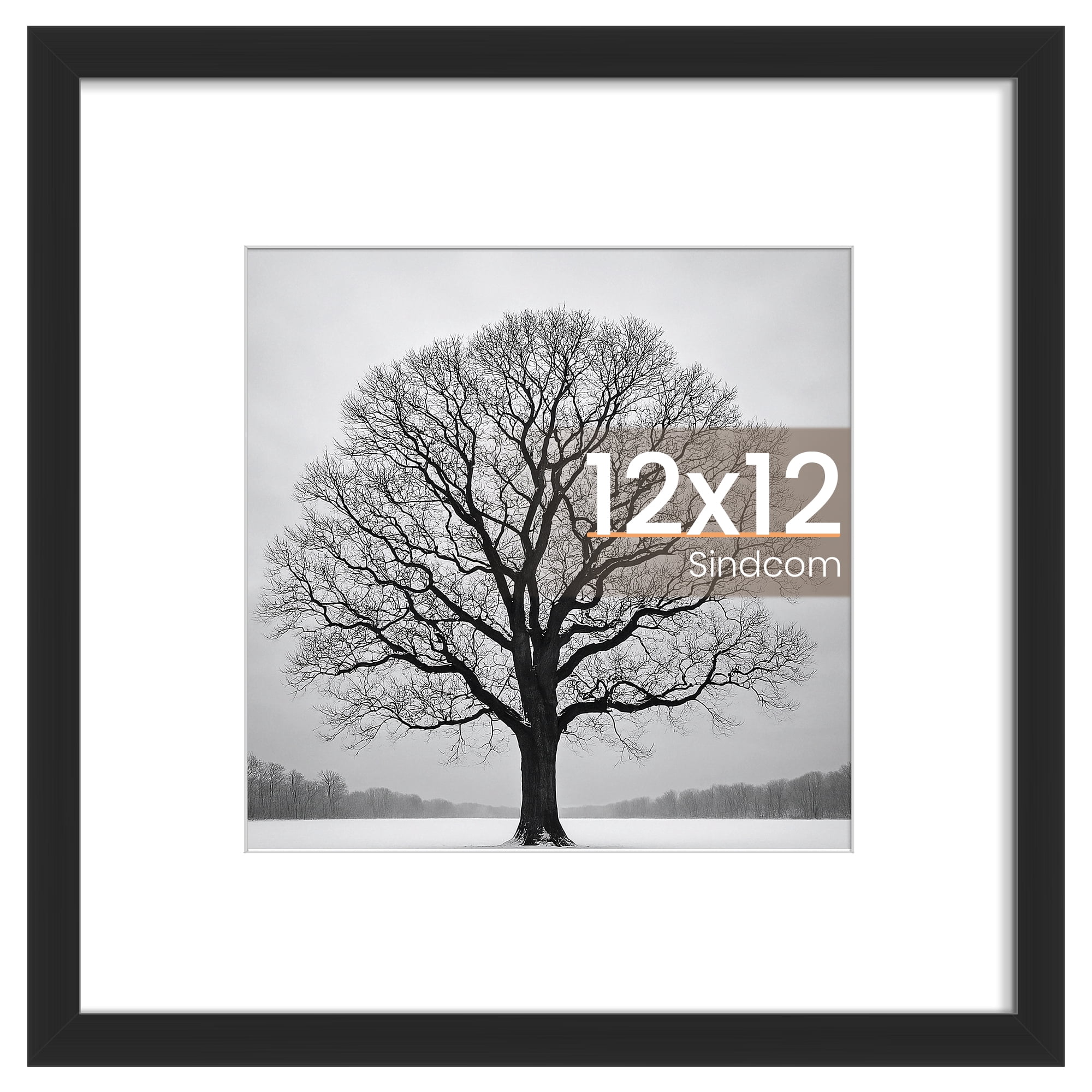Sindcom, Picture Frame, 12x12, Black Gallery Wall Frame with Mat