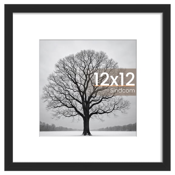 Sindcom 12x12 Picture Frame , Black , Gallery Wall Frame , Display Pictures 8x8 with Mat or 12x12 Without Mat, Photo Frames