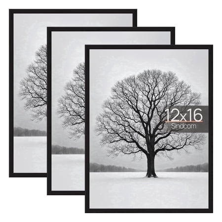 Sindcom 12x16 Picture Frames , Gallery Wall Poster Frames , Set of 3 , Black