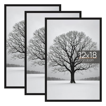 Sindcom 12x18 Picture Frames, Gallery Wall Poster Frames Set of 3, Black