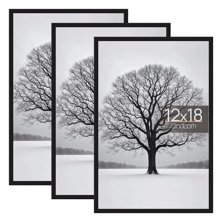 Sindcom 12x18 Picture Frames, Gallery Wall Poster Frames Set of 3, Black