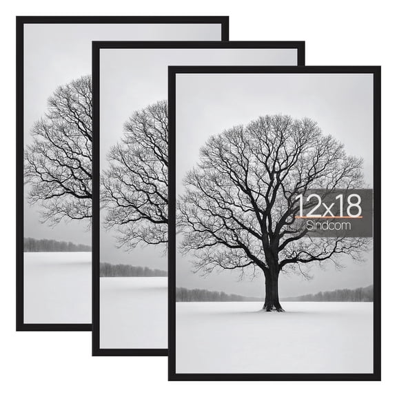 Sindcom 12x18 Picture Frames, Gallery Wall Poster Frames Set of 3, Black