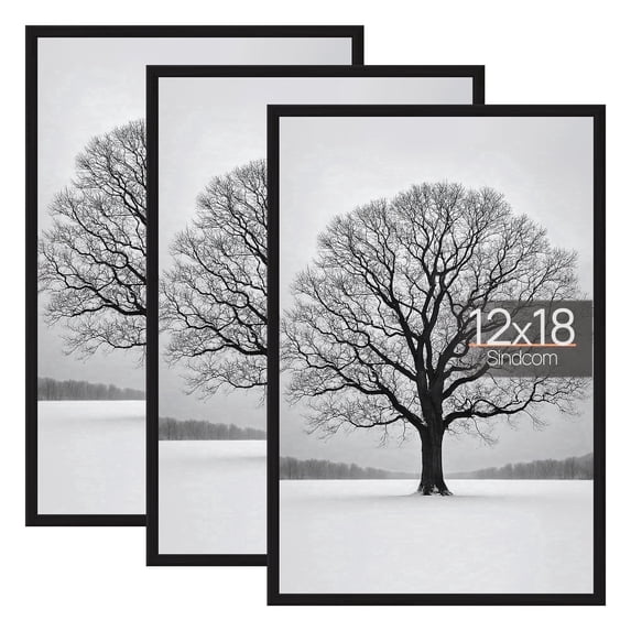 Sindcom 12x18 Picture Frames, Gallery Wall Poster Frames Set of 3, Black