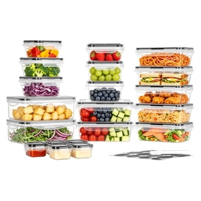 Sindcom 15 Pack Plastic Food Storage Containers Set, Large Capacity Meal Prep Containers, BPA-Free, Microwave Freezer Safe, Black