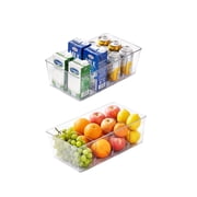 Sindcom 2 Pack Food Storage Organizer Bin with 4 Compartment , Clear Plastic Pantry Organizing Bins, for Spice Packets, Snacks, Pouches, Set of 2