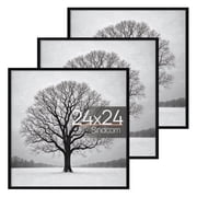 Sindcom 24x24 Picture Frames, Gallery Wall Poster Frames Set of 3, Black,Display Pictures 11×14, 12×12, 16×24, 18×24 with Mat or 24x24 Without Mat