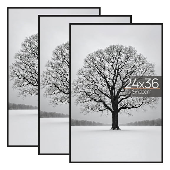 Sindcom 24x36 Picture Frames, Gallery Wall Poster Frames Set of 3, Black