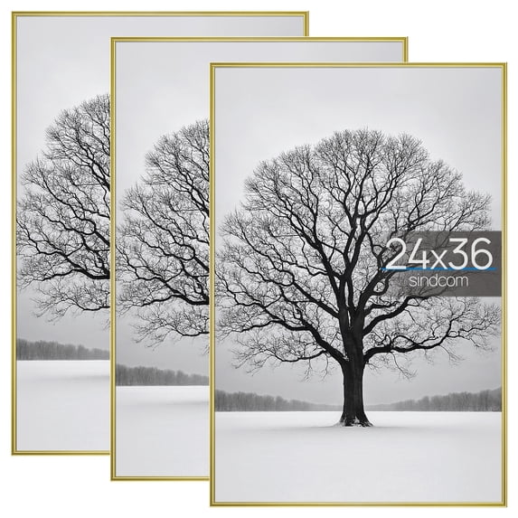 Sindcom 24x36 Picture Frames , Gallery Wall Poster Frames Set of 3 , Gold