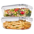thumbnail image 1 of Sindcom 2Pack 1860ml/ 63oz Large Glass Storage Containers with Lids, Meal Prep Food Container Set with Snap Airtight Lid for Baking, Microwave, Oven, Leak Proof, for Freezer, Dishwasher, Grey, 1 of 7