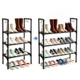 thumbnail image 1 of Sindcom 3 Tier Expandable Metal Shoe Rack with Hook, Shoe Organizer for Entryway Closet, Black, 1 of 7